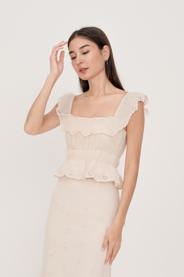 Bianca Broderie Ruffle Top