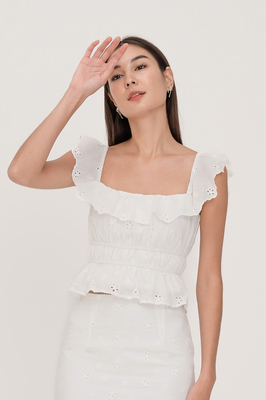 Bianca Broderie Ruffle Top