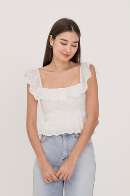 Bianca Broderie Ruffle Top