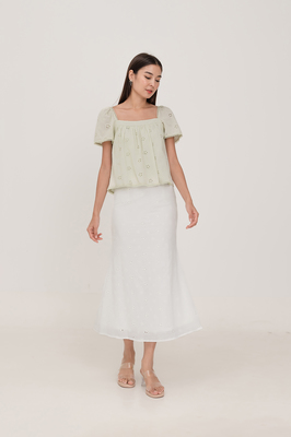 Bianca Broderie Bias Skirt