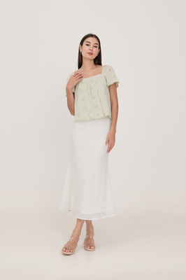 Bianca Broderie Bias Skirt