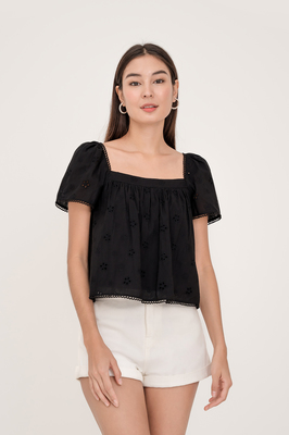 Lyna Broderie Sleeve Top