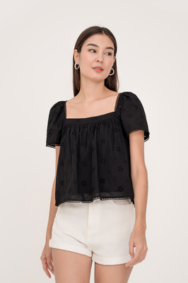 Lyna Broderie Sleeve Top