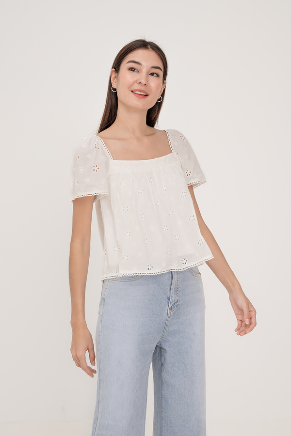 Lyna Broderie Sleeve Top