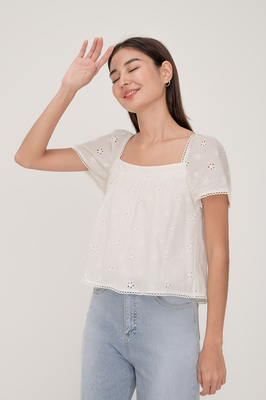 Lyna Broderie Sleeve Top