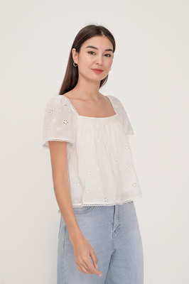 Lyna Broderie Sleeve Top