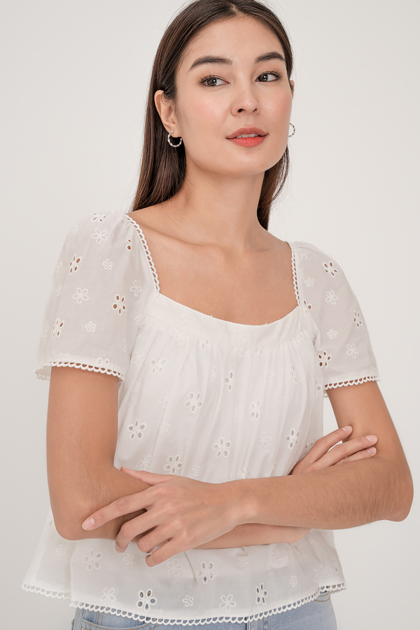 Lyna Broderie Sleeve Top