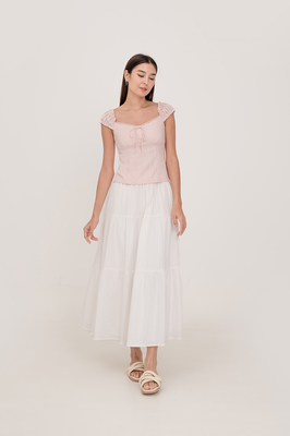 Calla Broderie Tiered Maxi Skirt