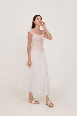 Calla Broderie Tiered Maxi Skirt