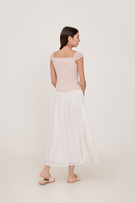 Calla Broderie Tiered Maxi Skirt