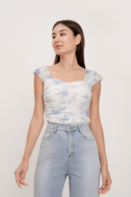 Wallpaper Mesh Ruched Top