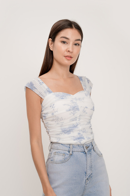 Wallpaper Mesh Ruched Top