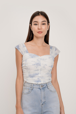 Wallpaper Mesh Ruched Top