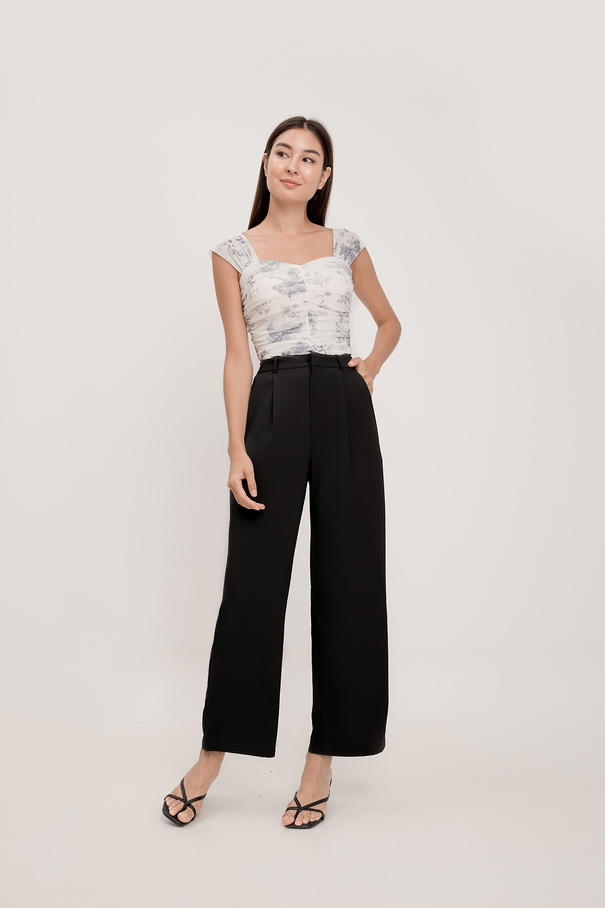 Fayth Wallpaper Mesh Ruched Top