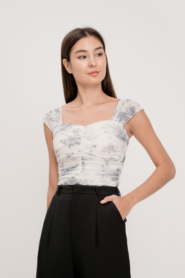 Wallpaper Mesh Ruched Top