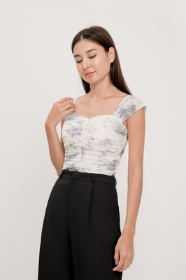 Wallpaper Mesh Ruched Top