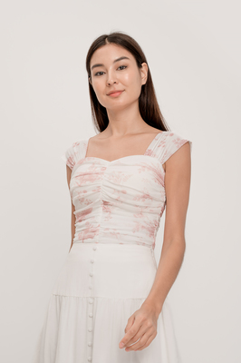 Wallpaper Mesh Ruched Top