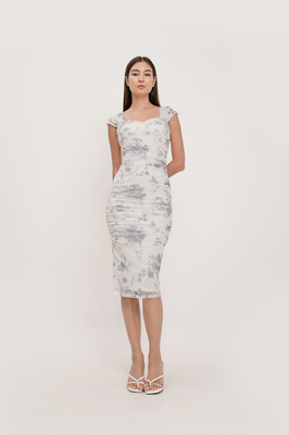 Wallpaper Mesh Ruched Dress