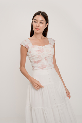 Wallpaper Mesh Ruched Top