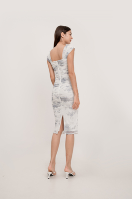 Wallpaper Mesh Ruched Dress