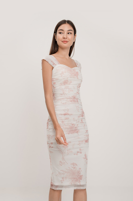 Wallpaper Mesh Ruched Dress