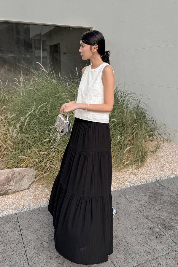 Calla Broderie Tiered Maxi Skirt