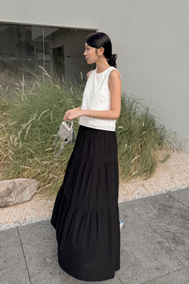 Calla Broderie Tiered Maxi Skirt