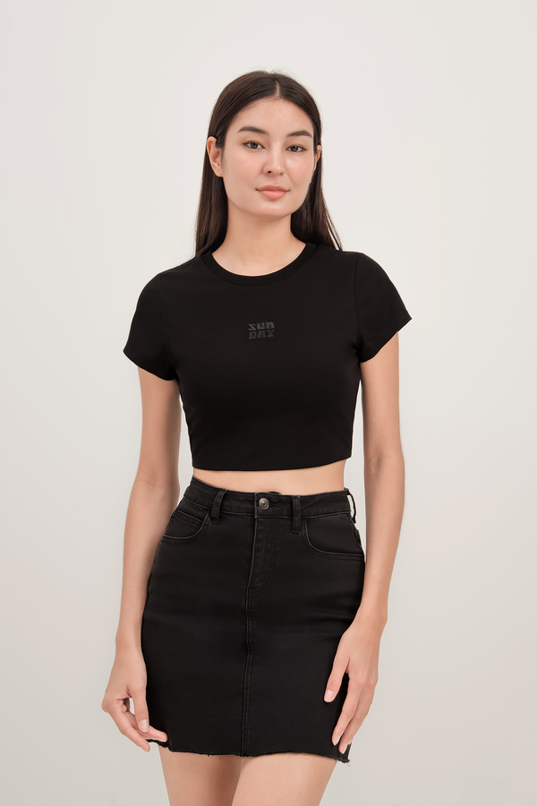 Sunday Embroidered Padded Crop Tee