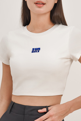 Sunday Embroidered Padded Crop Tee