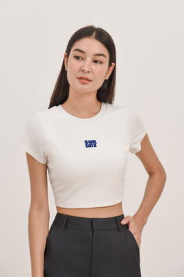 Sunday Embroidered Padded Crop Tee