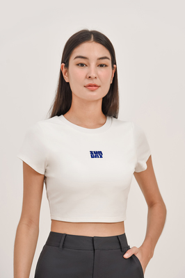 Sunday Embroidered Padded Crop Tee