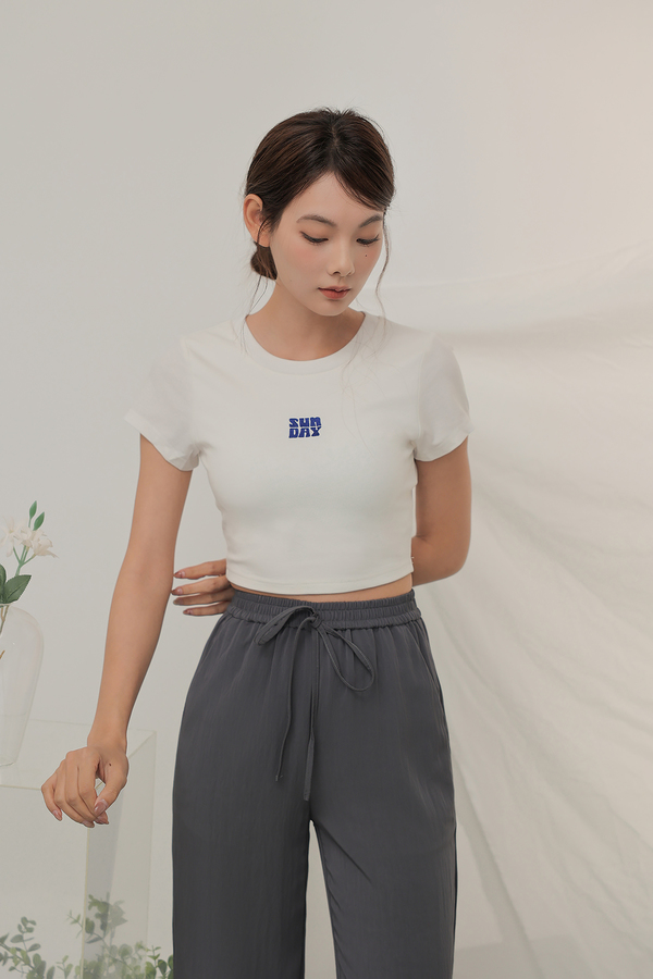 Sunday Embroidered Padded Crop Tee