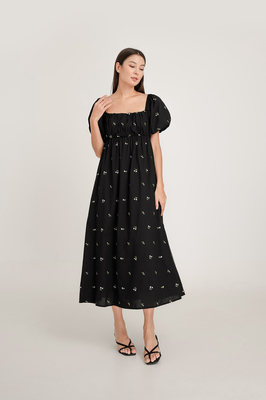 Thyme Embroidered Puff Sleeve Maxi