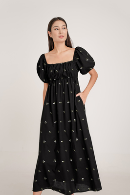 Thyme Embroidered Puff Sleeve Maxi