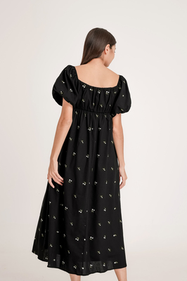 Thyme Embroidered Puff Sleeve Maxi