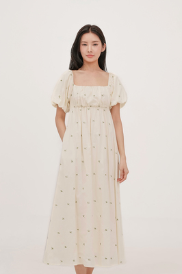 Thyme Embroidered Puff Sleeve Maxi