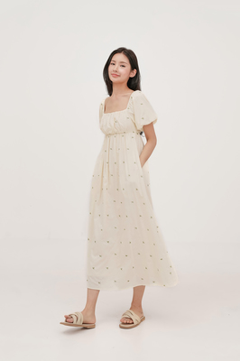 Thyme Embroidered Puff Sleeve Maxi