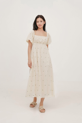 Thyme Embroidered Puff Sleeve Maxi