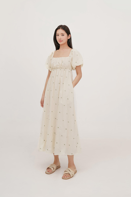 Thyme Embroidered Puff Sleeve Maxi