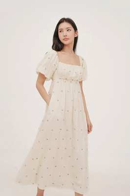 Thyme Embroidered Puff Sleeve Maxi