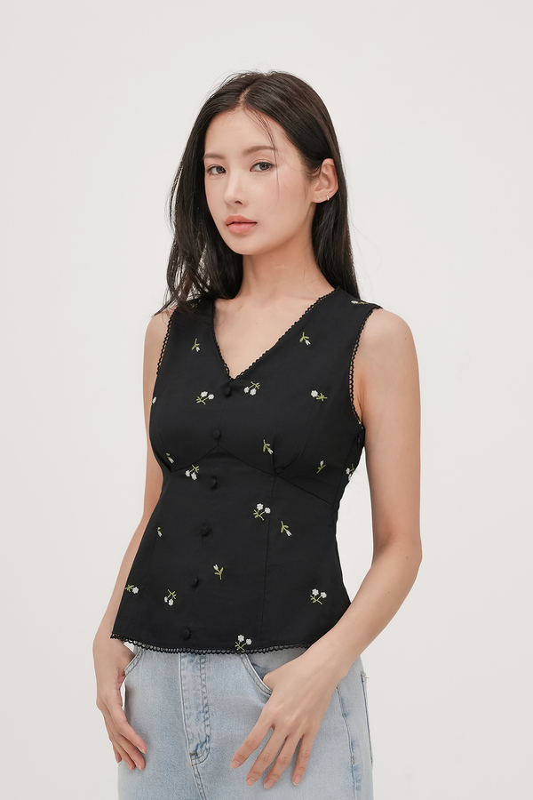 Thyme Embroidered V Neck Top