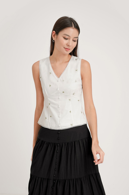 Thyme Embroidered V Neck Top