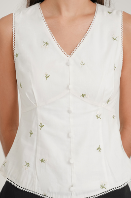 Thyme Embroidered V Neck Top