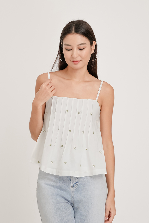 Thyme Embroidered Pleated Top