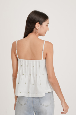 Thyme Embroidered Pleated Top