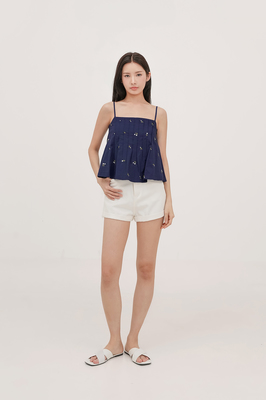 Thyme Embroidered Pleated Top