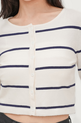 Harbour Stripe Button Knit Cardigan