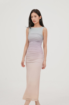 Paradise Mesh Ruched Maxi Dress