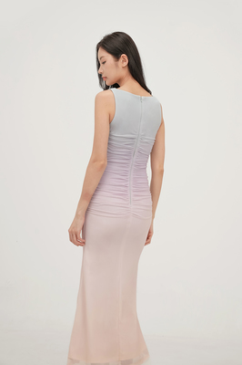 Paradise Mesh Ruched Maxi Dress