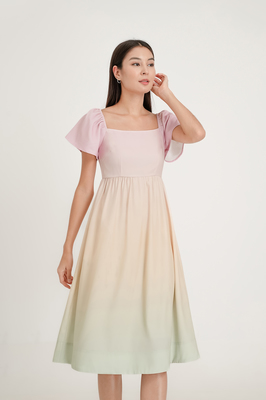 Paradise Flutter Sleeve Midi Dress